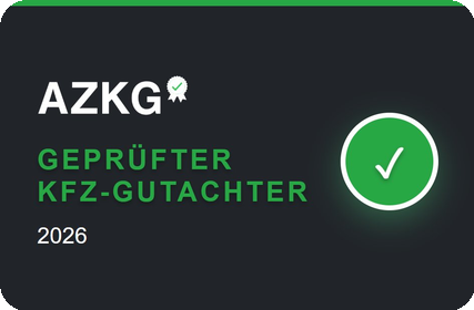 AZKG-geprüfter KFZ-Gutachter 2026 — Reg.-Nr. KFZ-113050-2026