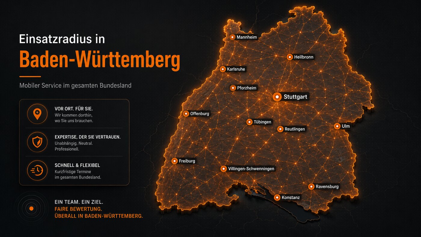 Einsatzgebiet Baden-Württemberg – mobiler Kfz-Gutachter im gesamten Bundesland